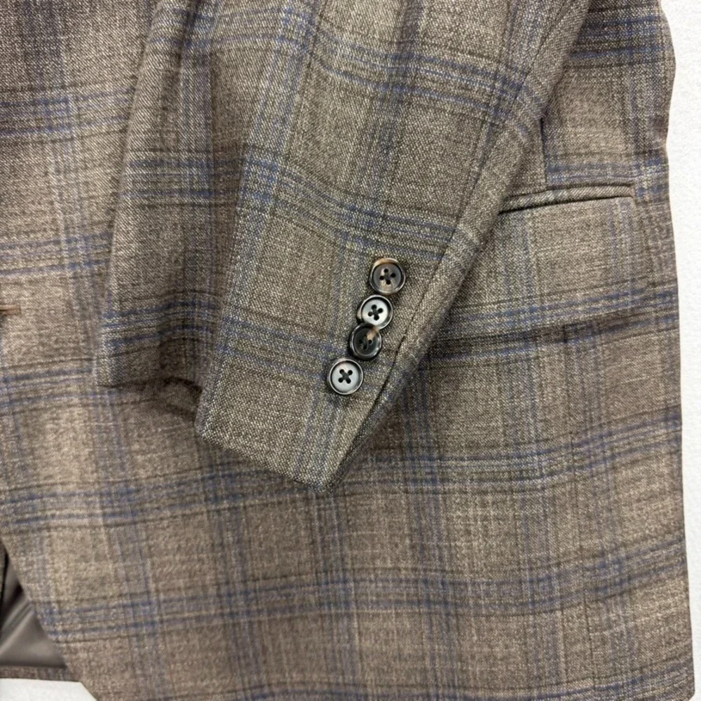 Lauren Ralph Lauren Blazer Jacket Mens 46R Brown Check Formal‎ Black Label Coat